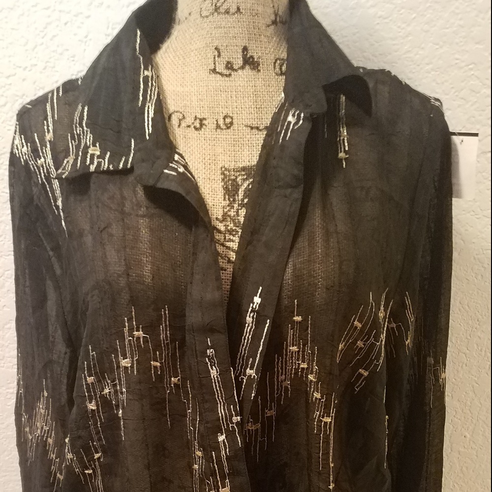 Host Pic ART DECO Button Down Shirt 2X 22 24